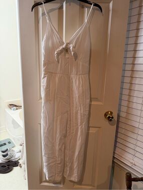 Joules White Tie-Front Spaghetti Strap Jumpsuit